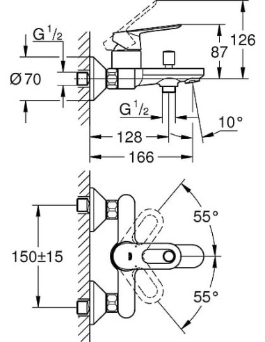 Grohe jaucējkrāns vannai ar dušu BauLoop 23603000 - 3