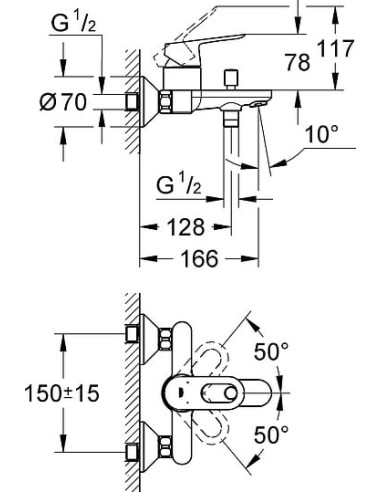 Grohe jaucējkrāns vannai ar dušu BauLoop 23341000 - 3