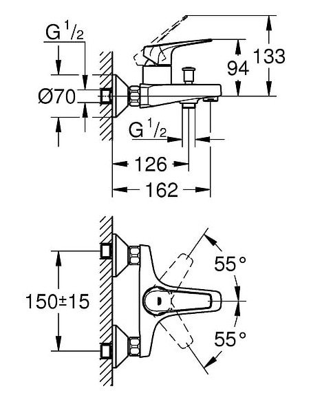 Grohe jaucējkrāns vannai ar dušu BauFlow 23601000 - 3