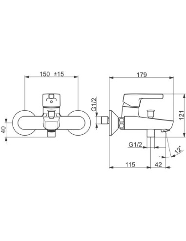 Oras jaucējkrāns vannai ar dušu Saga Style 3940HY