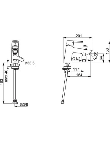Oras jaucējkrāns vannai ar dušu Saga 3946F