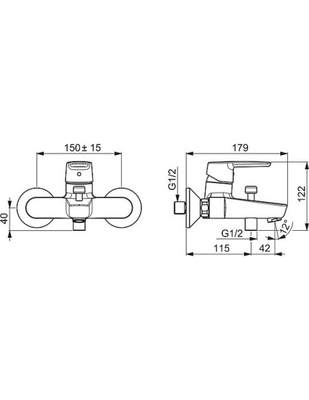 Oras jaucējkrāns vannai ar dušu Saga 3940Y