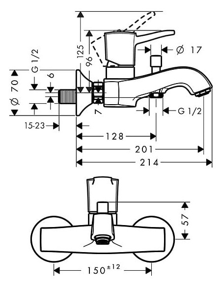Hansgrohe jaucējkrāns vannai ar dušu Metropol Classic 31340000