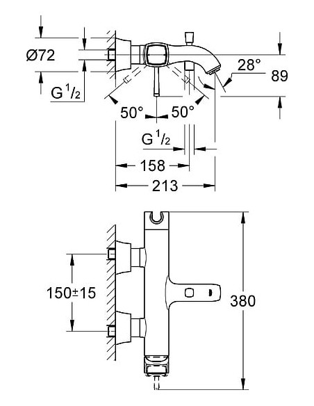 Grohe jaucējkrāns vannai ar dušu Grandera 23317000 - 3