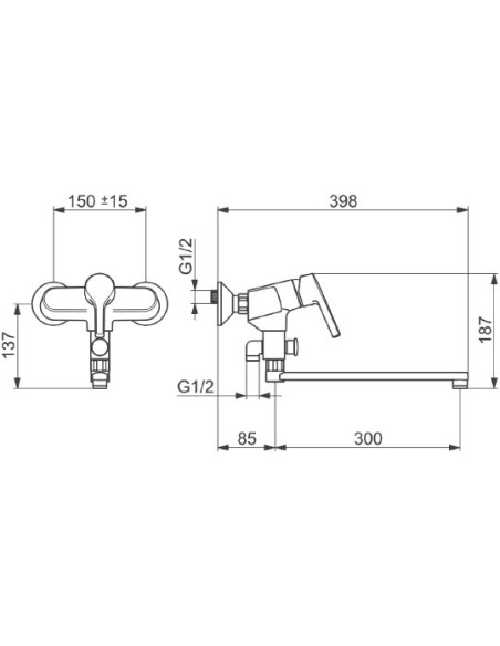 Oras jaucējkrāns vannai ar dušu Saga Style 3942HY