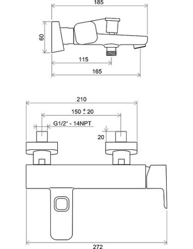 Ravak jaucējkrāns vannai ar dušu 10° TD 022.00/150 - 5