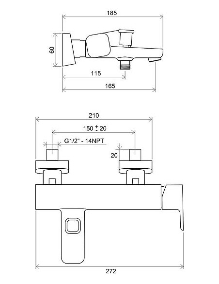 Ravak jaucējkrāns vannai ar dušu 10° TD 022.00/150 - 5 Ravak jaucējkrāns vannai ar dušu 10° TD 022.00/150 - 5