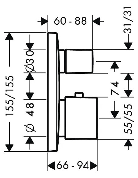 Hansgrohe termostata jaucējkrāns vannai ar dušu PuraVida 15775000