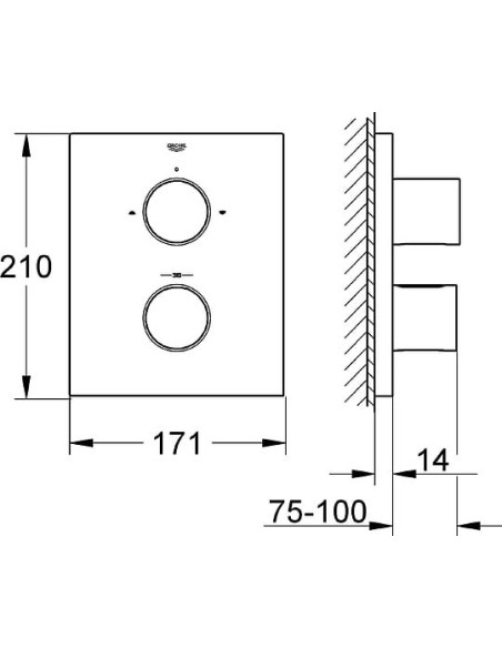 Grohe termostata jaucējkrāns vannai ar dušu Grohtherm F 27618000 - 4 Grohe termostata jaucējkrāns vannai ar dušu Grohtherm F 27618000 - 4