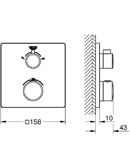 Grohe termostata jaucējkrāns vannai ar dušu Grohtherm 24080000 - 4 Grohe termostata jaucējkrāns vannai ar dušu Grohtherm 24080000 - 4