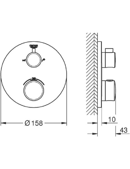 Grohe termostata jaucējkrāns vannai ar dušu Grohtherm 24077000 - 5 Grohe termostata jaucējkrāns vannai ar dušu Grohtherm 24077000 - 5
