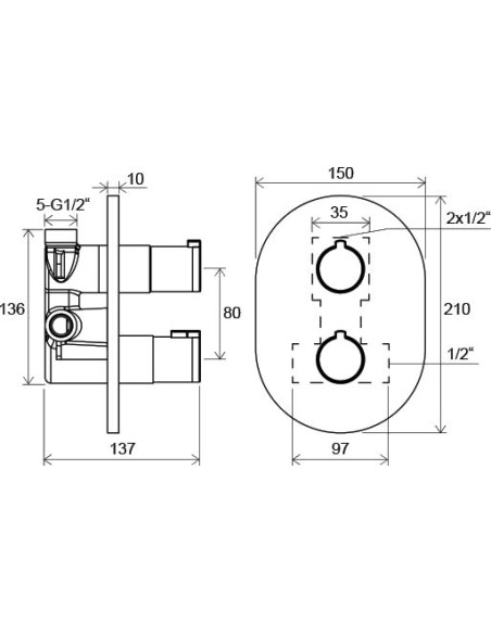 Ravak termostata jaucējkrāns vannai ar dušu Chrome CR 063.00 - 3 Ravak termostata jaucējkrāns vannai ar dušu Chrome CR 063.00 - 3