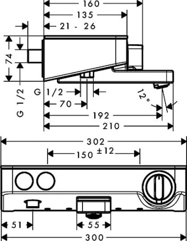 Hansgrohe termostata jaucējkrāns vannai ar dušu...