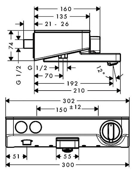 Hansgrohe termostata jaucējkrāns vannai ar dušu Ecostat Select 13151000