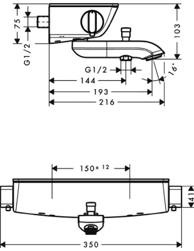 Hansgrohe termostata jaucējkrāns vannai ar dušu...