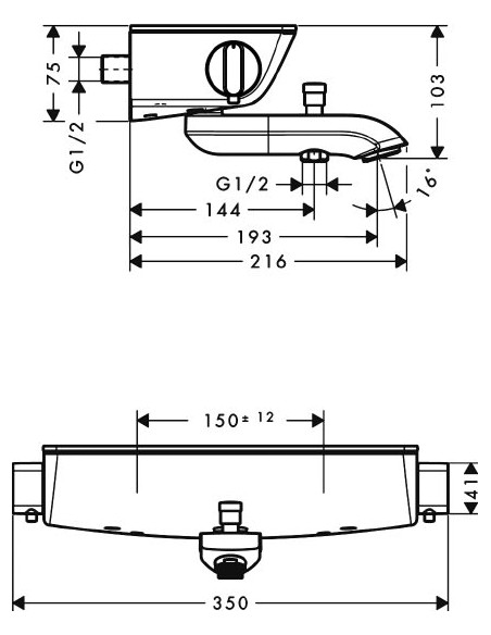 Hansgrohe termostata jaucējkrāns vannai ar dušu Ecostat Select 13141000