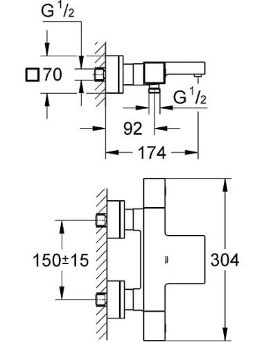 Grohe termostata jaucējkrāns vannai ar dušu Grohtherm Cube 34497000 - 13