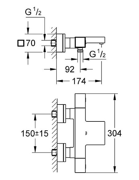 Grohe termostata jaucējkrāns vannai ar dušu Grohtherm Cube 34497000 - 13 Grohe termostata jaucējkrāns vannai ar dušu Grohtherm Cube 34497000 - 13