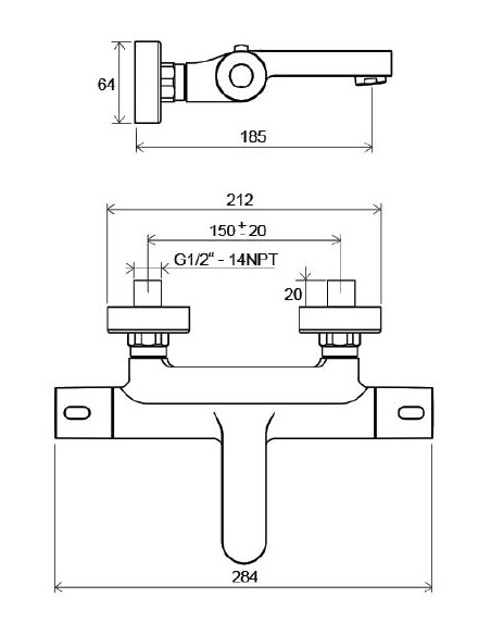 Ravak termostata jaucējkrāns vannai ar dušu Termo 300 TE 023.00/150 - 3 Ravak termostata jaucējkrāns vannai ar dušu Termo 300 TE 023.00/150 - 3