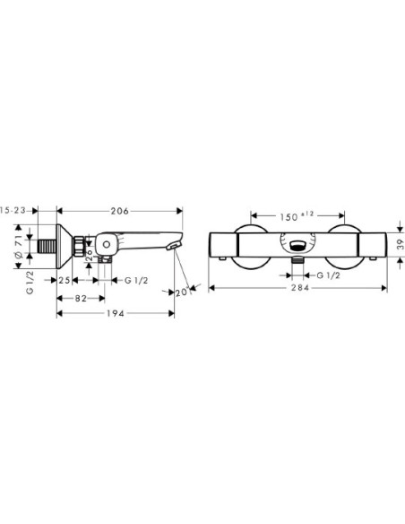 Hansgrohe termostata jaucējkrāns vannai ar dušu Ecostat universal 13123000