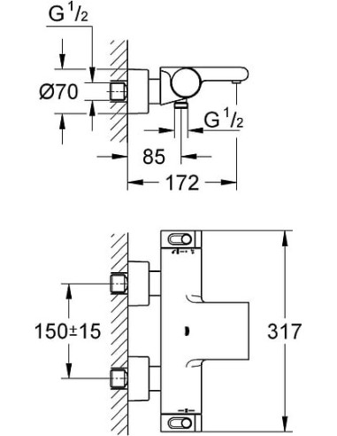 Grohe termostata jaucējkrāns vannai ar dušu Grohtherm 2000 New 34174001 - 13