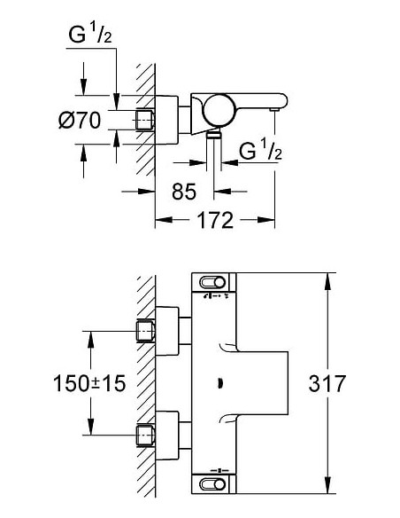 Grohe termostata jaucējkrāns vannai ar dušu Grohtherm 2000 New 34174001 - 13 Grohe termostata jaucējkrāns vannai ar dušu Grohtherm 2000 New 34174001 - 13