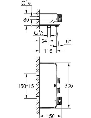 Grohe termostata jaucējkrāns vannai ar dušu Grohtherm SmartControl 34718000 - 8
