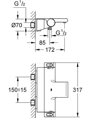 Grohe termostata jaucējkrāns vannai ar dušu Grohtherm 2000 New 34464001 - 10