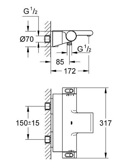 Grohe termostata jaucējkrāns vannai ar dušu Grohtherm 2000 New 34464001 - 10
