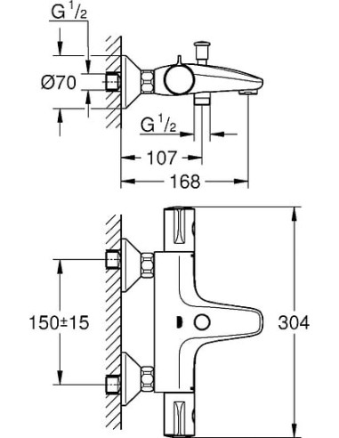 Grohe termostata jaucējkrāns vannai ar dušu Grohtherm 800 34567000 - 5
