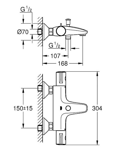 Grohe termostata jaucējkrāns vannai ar dušu Grohtherm 800 34567000 - 5 Grohe termostata jaucējkrāns vannai ar dušu Grohtherm 800 34567000 - 5