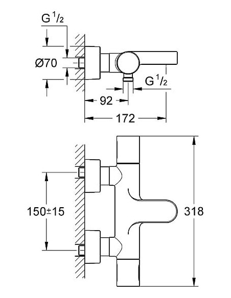 Grohe termostata jaucējkrāns vannai ar dušu Grohtherm 3000 Cosmopolitan 34276000 - 8