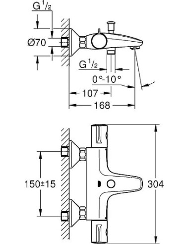 Grohe termostata jaucējkrāns vannai ar dušu Grohtherm 800 34576000 - 6