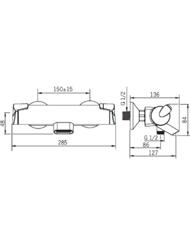 Oras termostata jaucējkrāns vannai ar dušu...