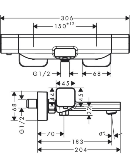 Hansgrohe termostata jaucējkrāns vannai ar dušu Ecostat E 15774000