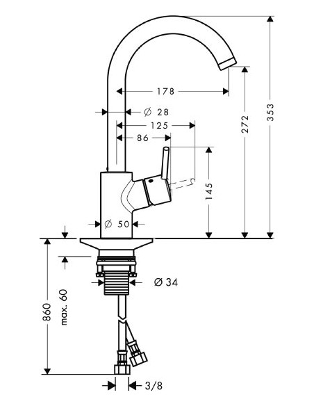 Hansgrohe virtuves jaucējkrāns Talis S2 Variarc 14870000