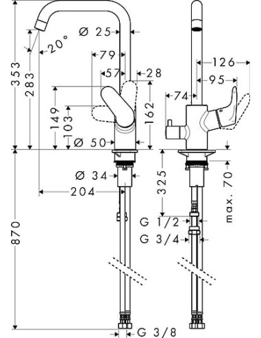 Hansgrohe virtuves jaucējkrāns Focus E2 31823000