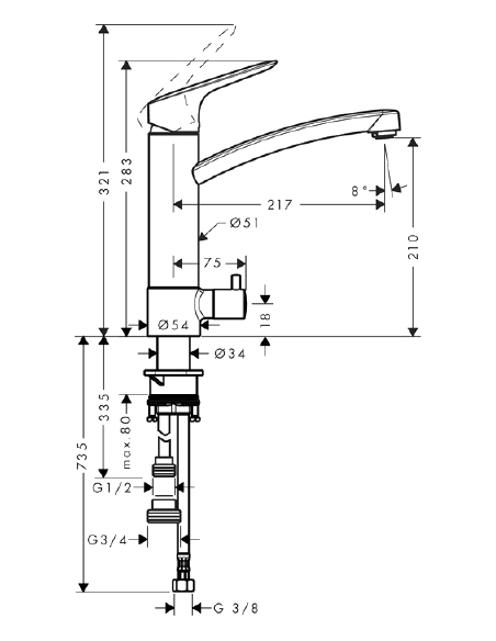 Hansgrohe virtuves jaucējkrāns Logis 71834000