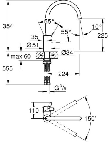 Grohe virtuves jaucējkrāns Eurosmart Cosmopolitan 32843002 - 5