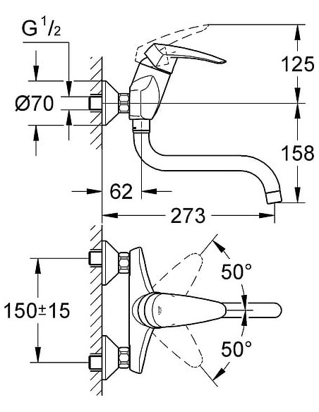 Grohe virtuves jaucējkrāns Eurodisc 33772001 - 3