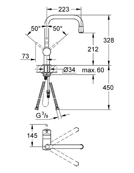 Grohe virtuves jaucējkrāns Minta 32067000 - 9 Grohe virtuves jaucējkrāns Minta 32067000 - 9