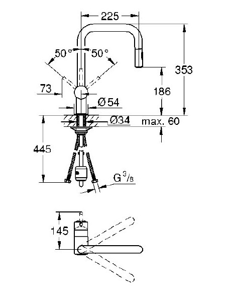 Grohe virtuves jaucējkrāns Minta 32322002 - 3 Grohe virtuves jaucējkrāns Minta 32322002 - 3