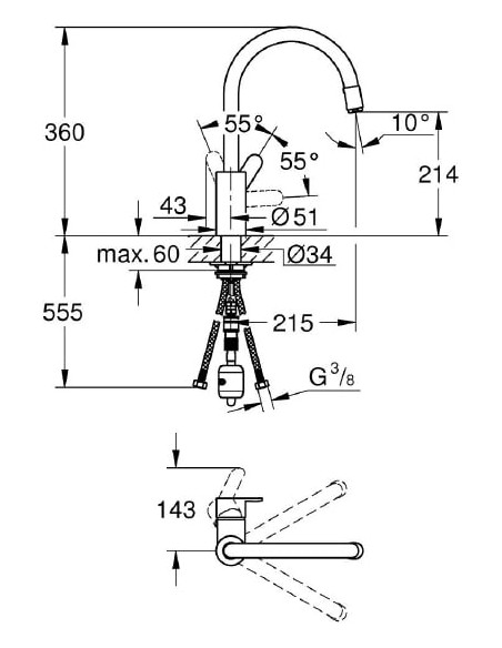 Grohe virtuves jaucējkrāns Eurostyle Cosmopolitan 31126004 - 5