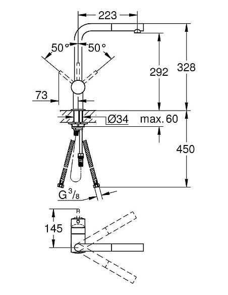 Grohe virtuves jaucējkrāns Minta 32168000 - 17 Grohe virtuves jaucējkrāns Minta 32168000 - 17