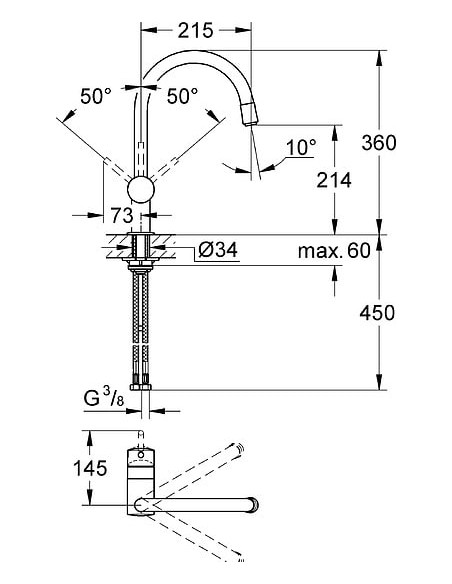 Grohe virtuves jaucējkrāns Minta 32918DC0 - 3 Grohe virtuves jaucējkrāns Minta 32918DC0 - 3