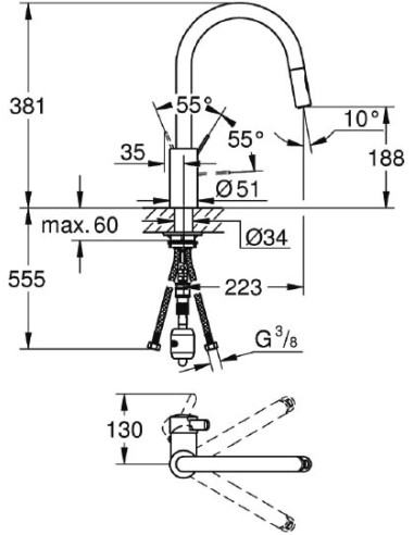 Grohe virtuves jaucējkrāns Eurosmart Cosmopolitan 31481001 - 4