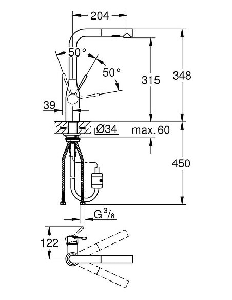 Grohe virtuves jaucējkrāns Essence 30270000 - 10 Grohe virtuves jaucējkrāns Essence 30270000 - 10
