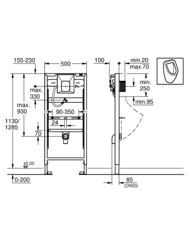 Grohe iebūvējams pisuāra rāmis Rapid SL 38786001 - 9