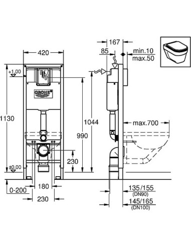 Grohe iebūvējams wc poda rāmis Rapid SL 38713001 - 13