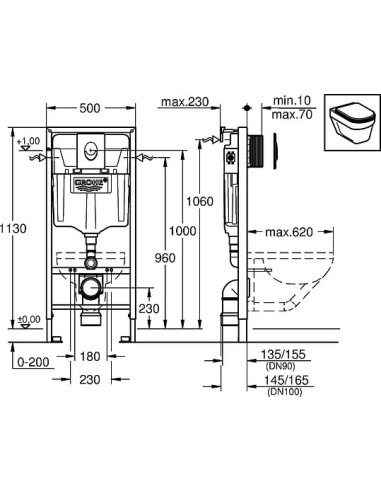Grohe iebūvējams wc poda rāmis Rapid SL 38722001 - 3